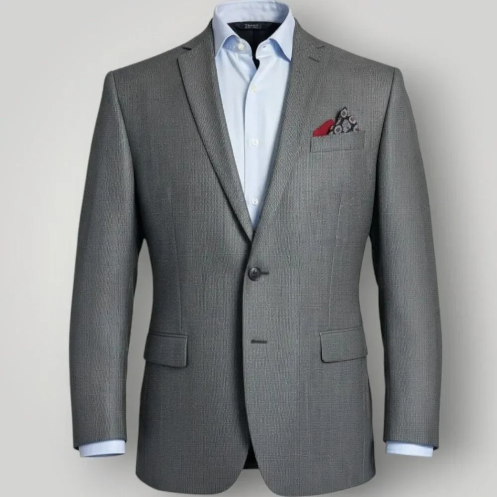 CALVIN KLEIN Men's Blazer Sport Coat Two Button Suit Jacket 44L Gray Silk/Wool